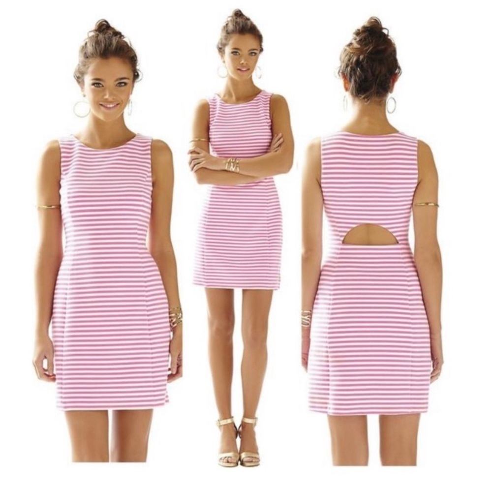 Lilly Pulitzer White & Pink Striped Dress in Medium